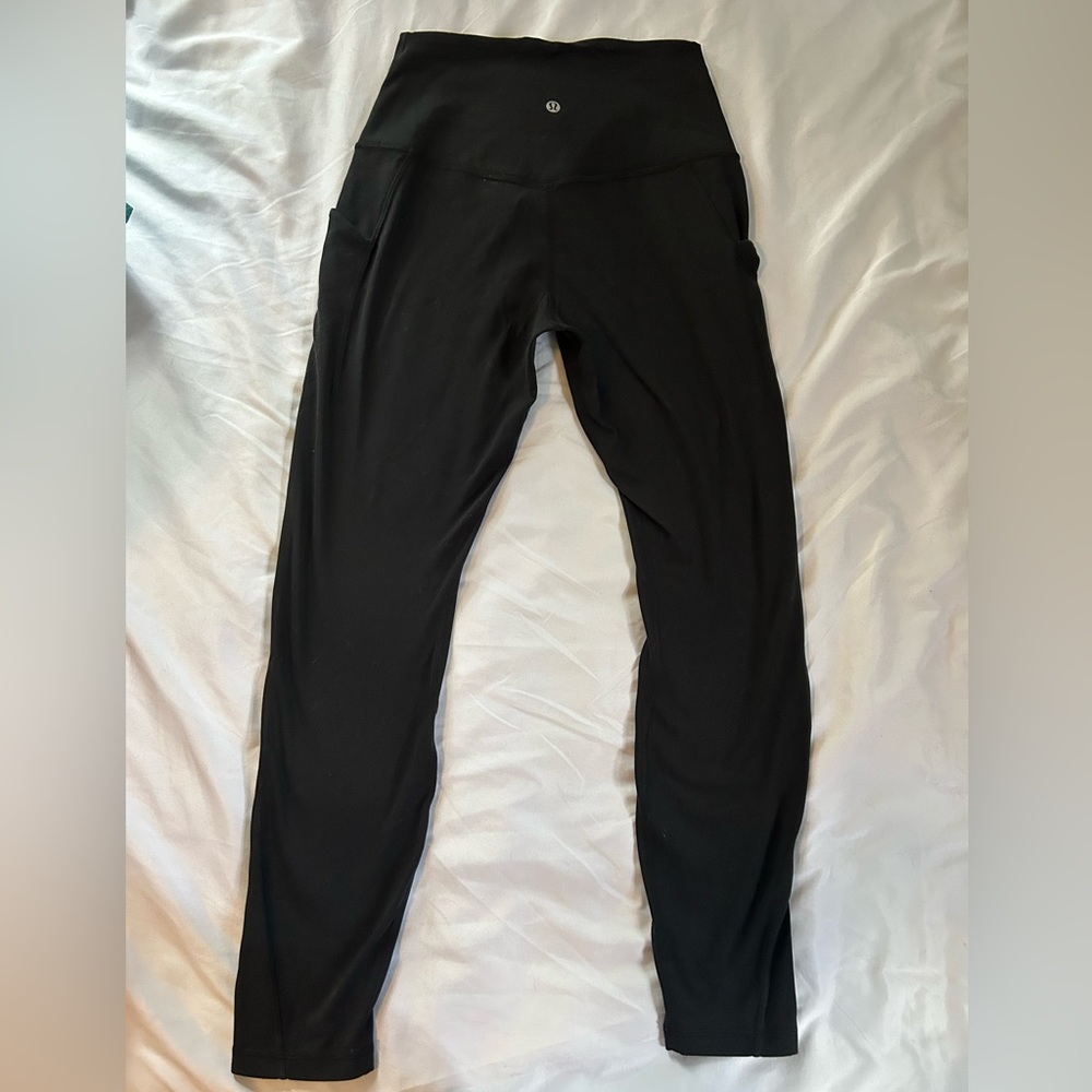 Lululemon black high rise align leggings with pockets, 25” (size 8)